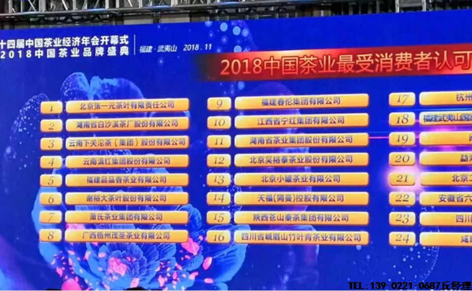 2018年度中国茶业最受消费者认可的十强企业名单。